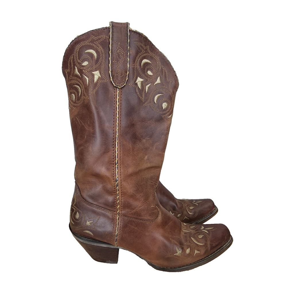Durango Western Boots Womens 9.5 M Brown Leather Sew Sassy Cowgirl Botas RD5414